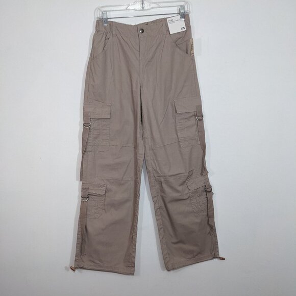 Aeropostale Mens Parachute Relaxed Strap-Pocket Cargo Pants Khaki Beige XS - Picture 1 of 13